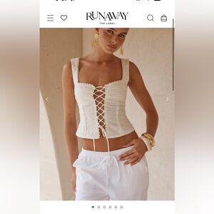 Runaway The Label - White Front Tie Top S